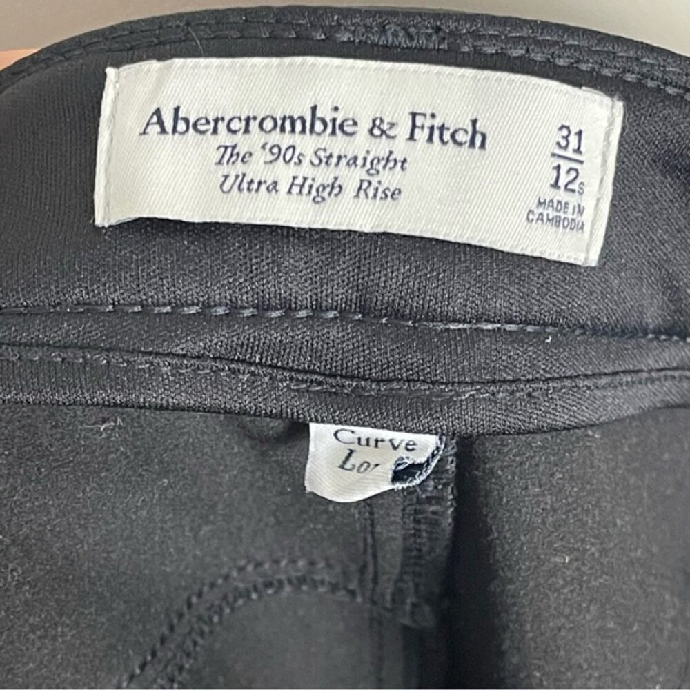 Abercrombie & Fitch Curve Love Vegan Leather 90s Straight Pant size 31 Short BK - Picture 11 of 16